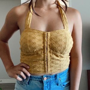American Eagle Outfitters Corset Halter Crop Top